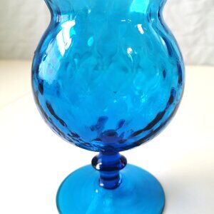 Vintage 1971 Indiana Glass Kings Crown Riviera Blue Compote Candy Dish 7" MCM